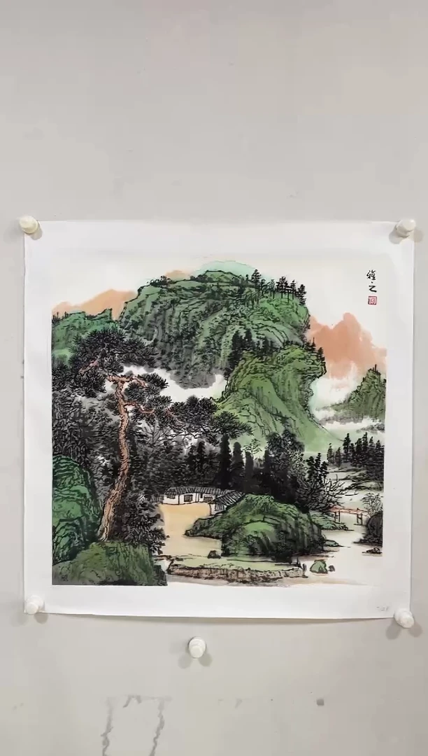 国画Y-谢老师绘画作品-4平尺山水