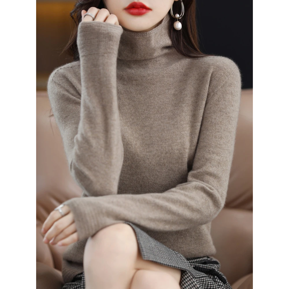 ZHANGLIXI 秋冬气质百搭女士高领保暖100%羊毛衫YM-QHNJRG-1102