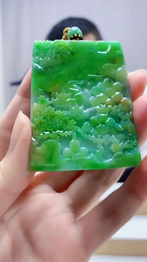 未镶嵌定制翡翠4898zm-毛货挂件山水157