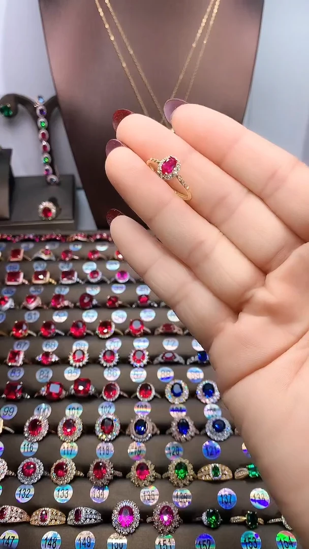 【闪购商品】红宝石戒指银S925镶嵌金色46