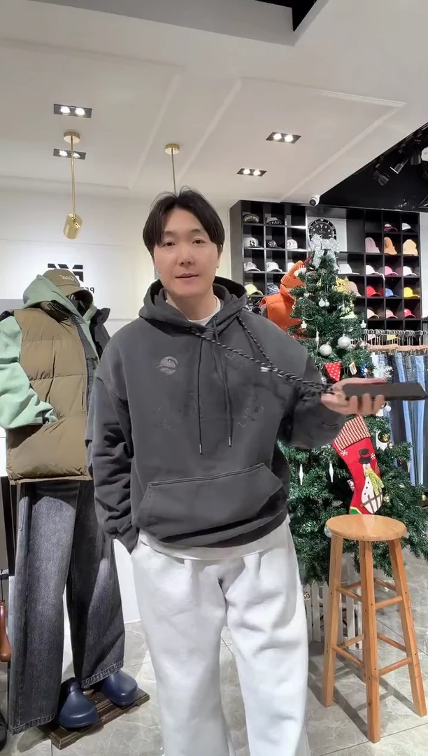 套头款男士冬季水洗面料卫衣