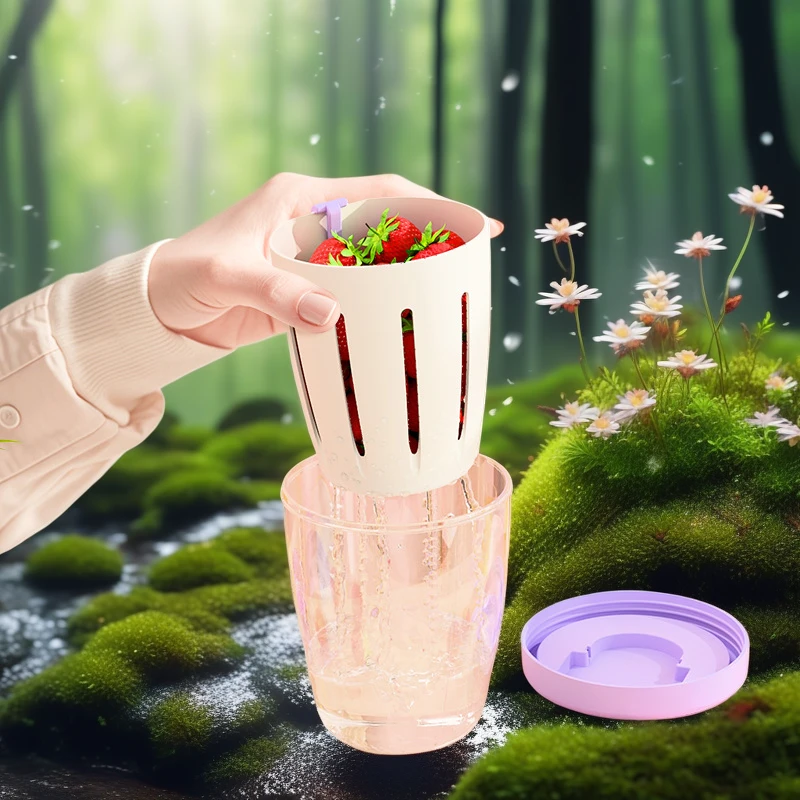 便携简约萌趣纯色卡通水果沙拉杯小清新吸管杯可爱果杯咖啡杯趣味