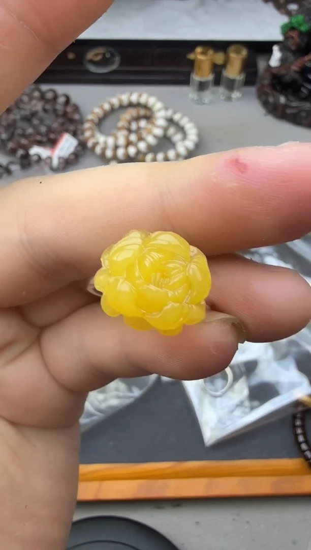 蜜蜡未镶嵌戒指蜜蜡玫瑰花戒指一个
