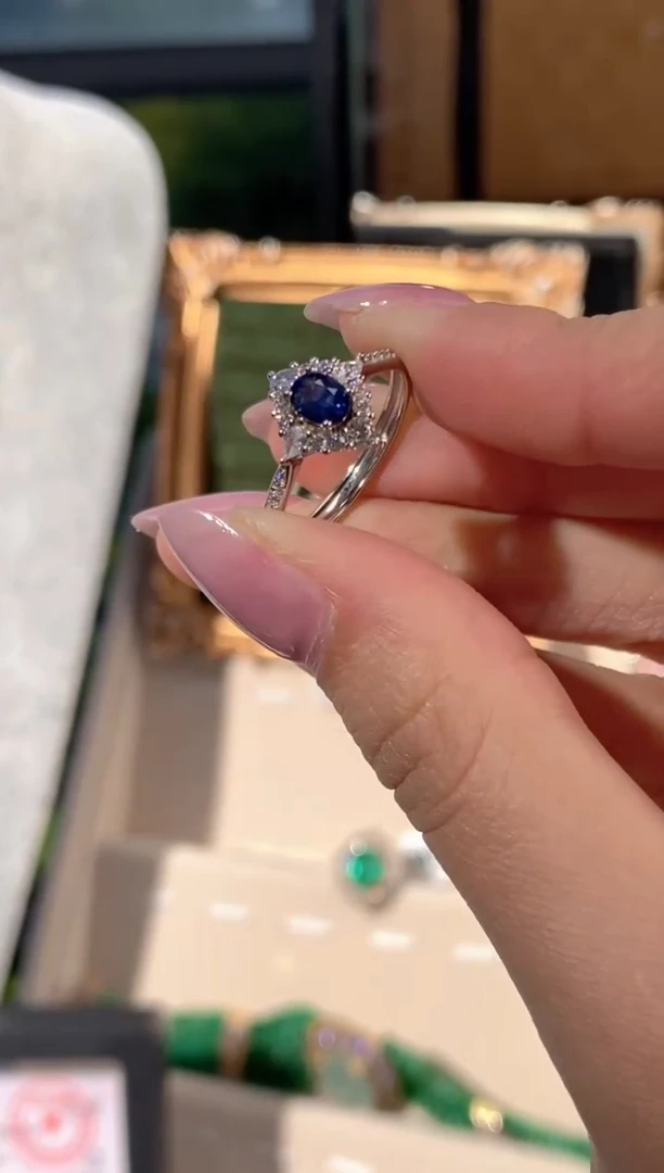 戒指蓝宝石未镶嵌天然蓝宝石戒指