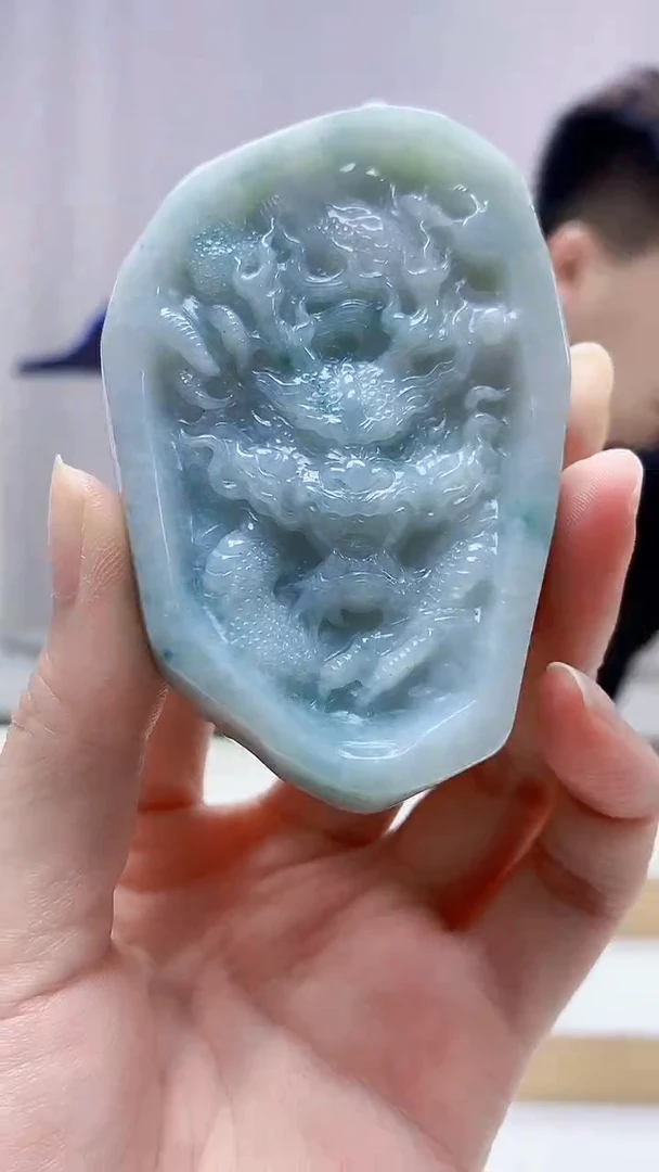 未镶嵌定制翡翠4868zm-毛货挂件龙牌53