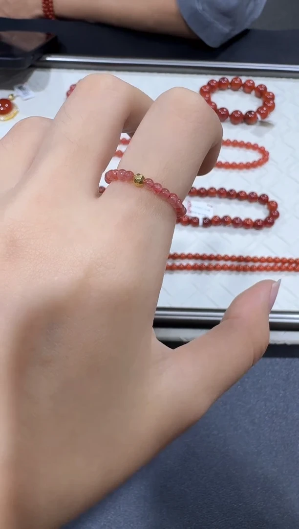 南红玛瑙戒圈18K金镶嵌X0611-013-301/18k