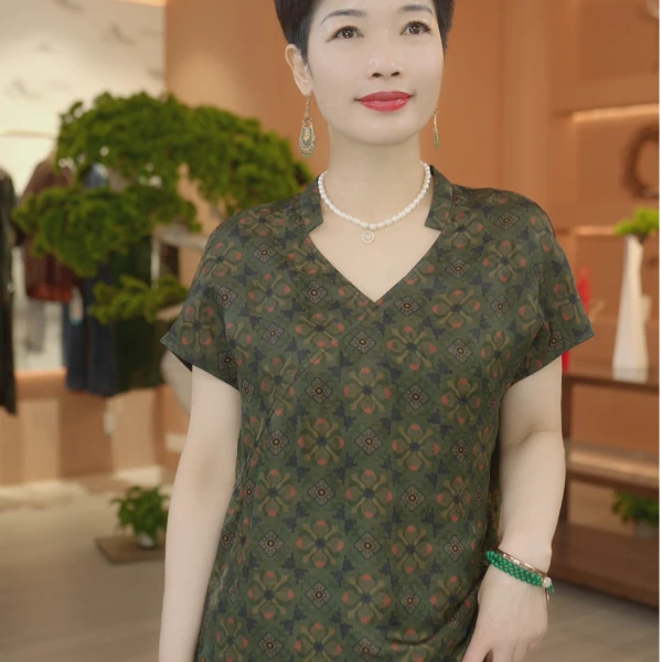 叶辰甄选香云纱 百搭宝相花双面穿衬衫上衣(25018宝相花)