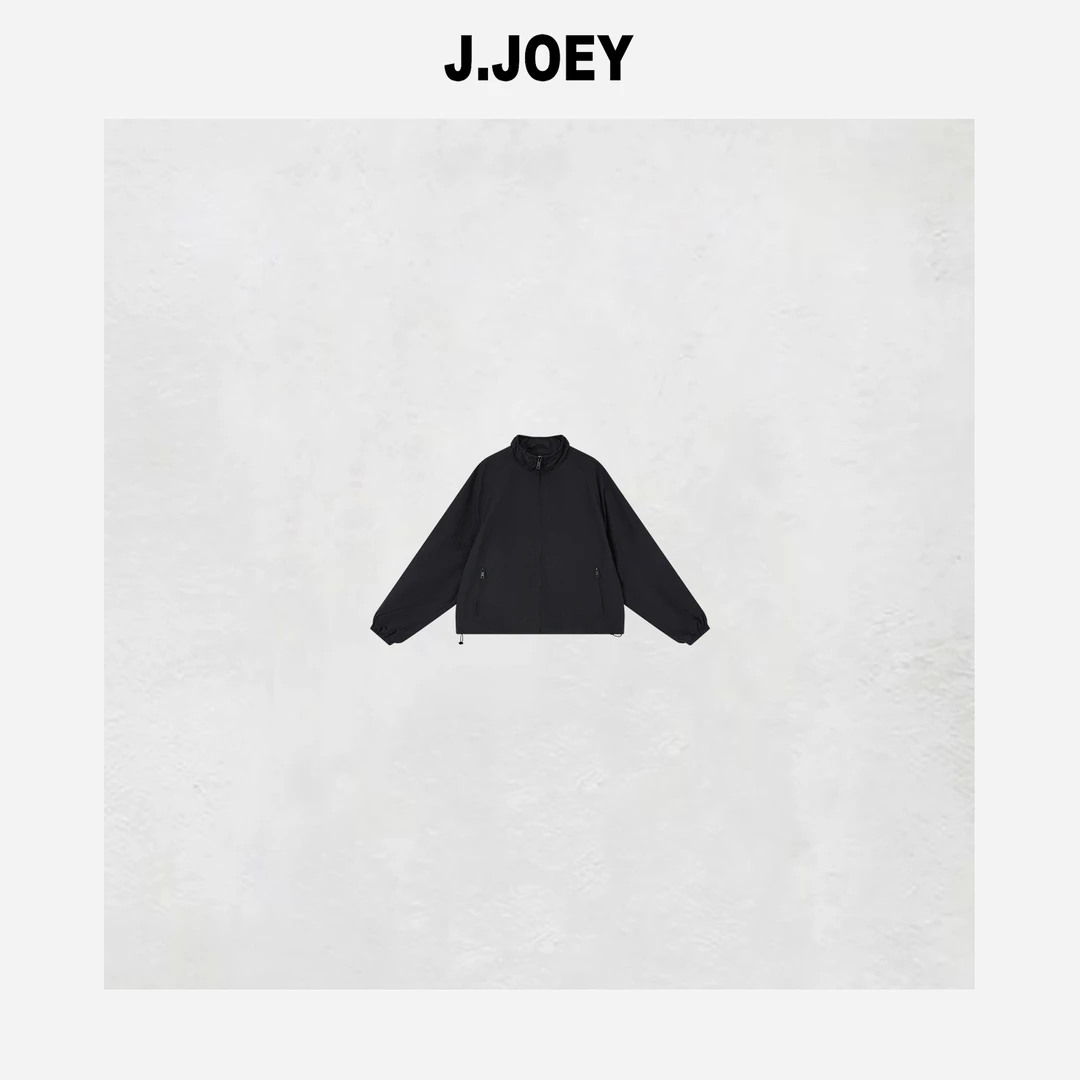 J.JOEY 纯黑色极简风春秋拉链简约立领外套冲锋衣 0623