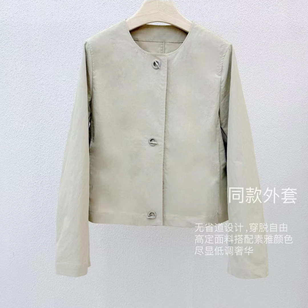 女奢华薄款圆领短外套网红纯色秋季短款时尚常规女士
