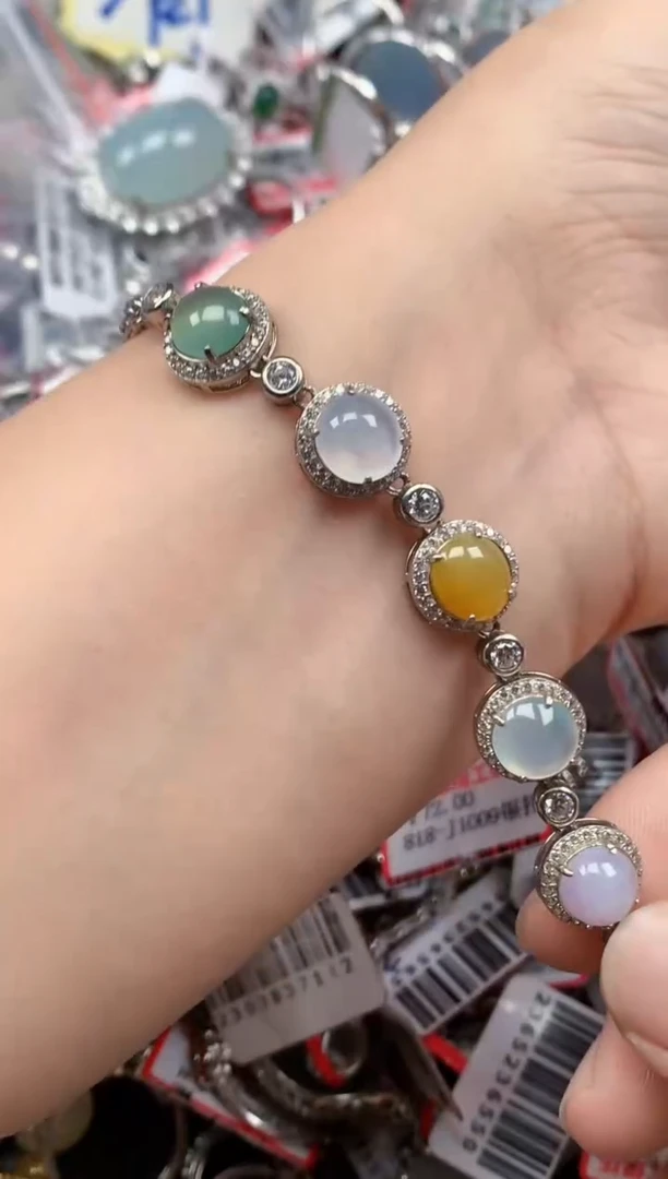 银S925镶嵌戒指翡翠天然A货缅甸翡翠