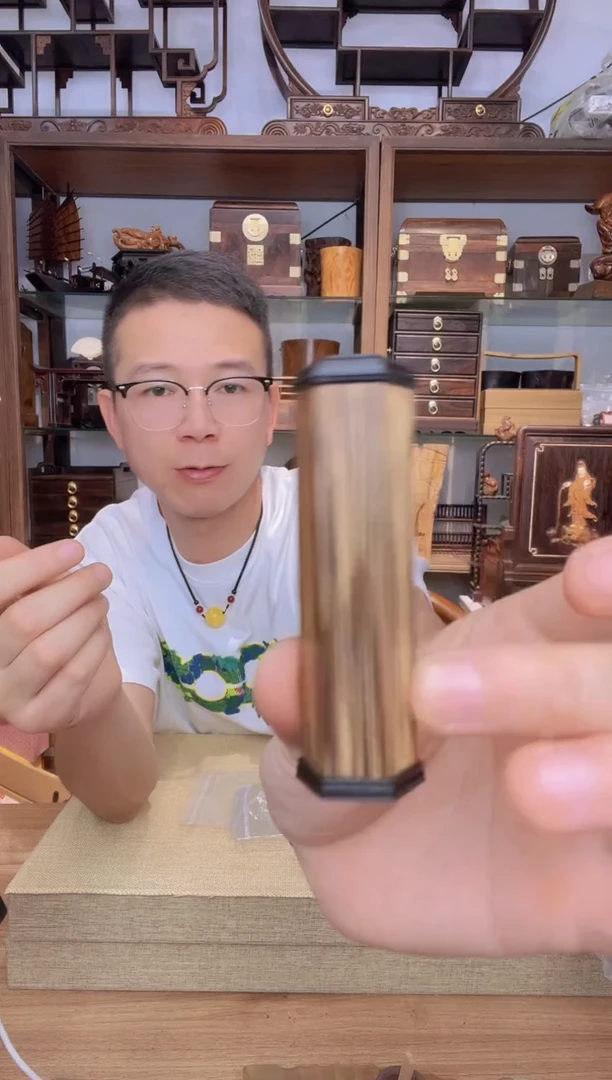 乌木类书架040棕竹牙签罐