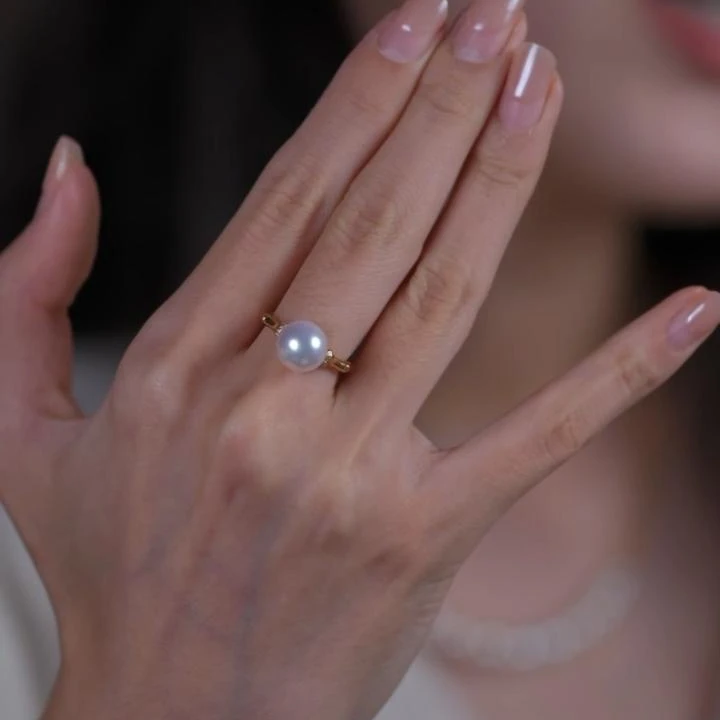 SG10309丨9-10mm特选海水Akoya戒指 18K金