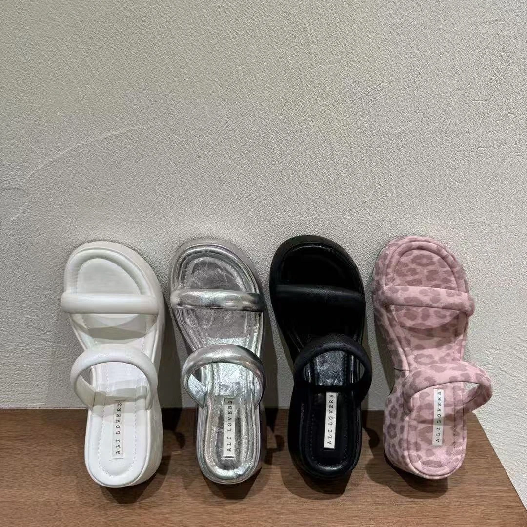 夏季新款厚底网红法式坡跟露趾仙女气质时尚外穿拖鞋女833-80