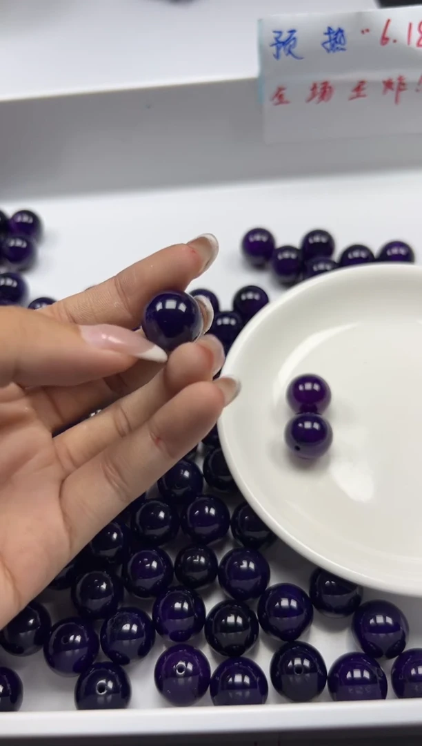 玛瑙/玉髓颈饰未镶嵌w2814紫俱来14mm*5颗