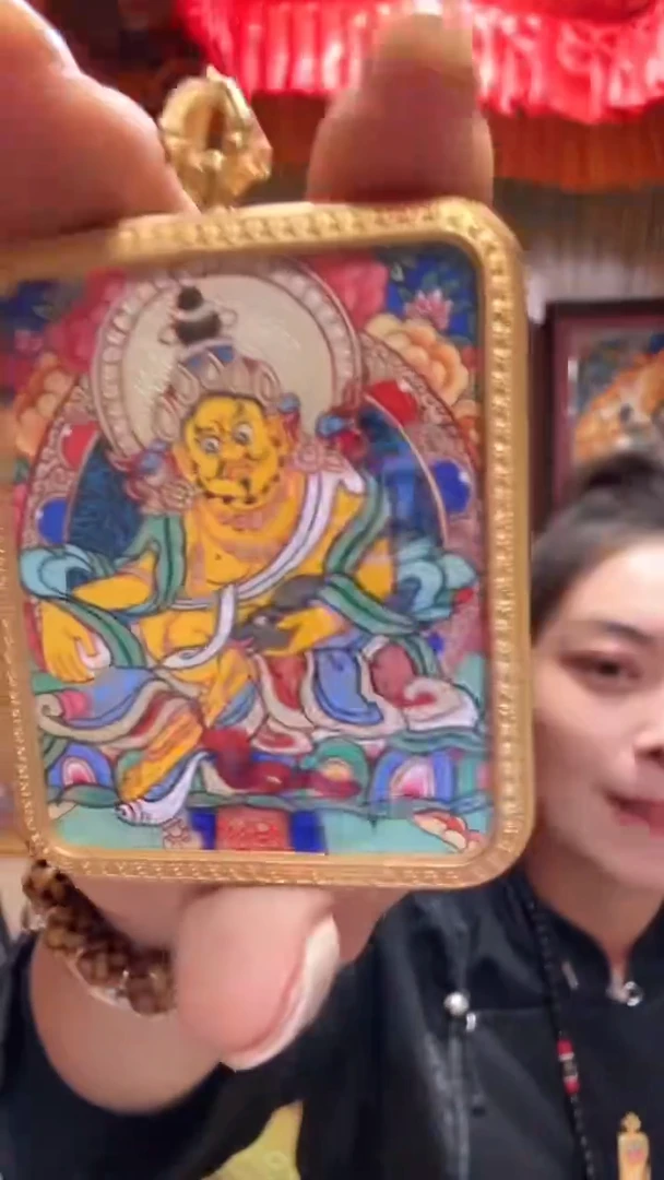 吊坠黄财神-热贡纯手绘唐卡