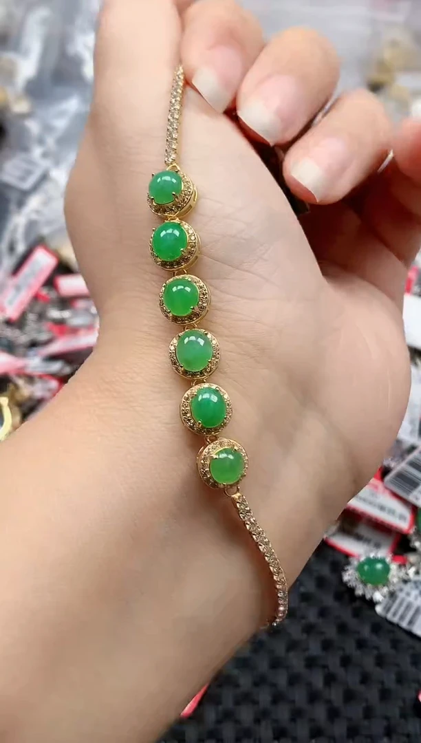 银S925镶嵌戒指翡翠天然A货缅甸翡翠