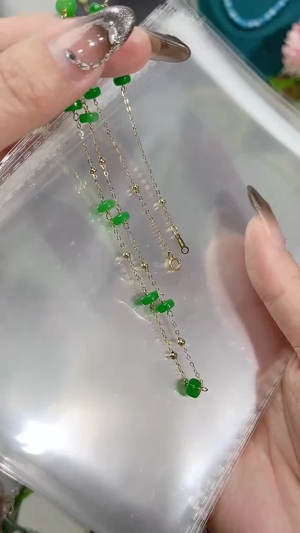 【闪购商品】翡翠颈饰14K金镶嵌满99