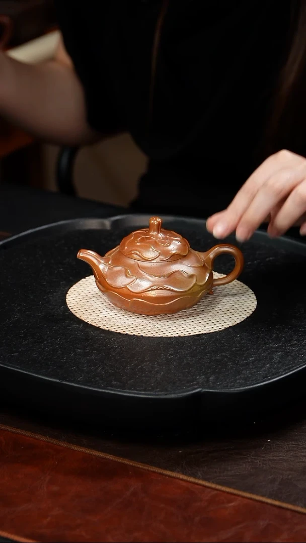 茶壶紫砂蒋敏杰 风卷葵93 黄金段柴烧 160毫升