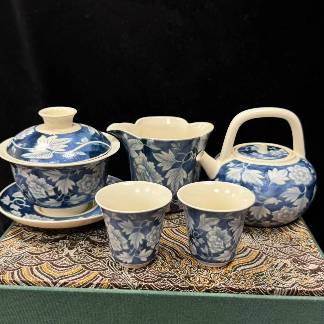 元青花苏打釉国色天香提梁壶套装ZH1761