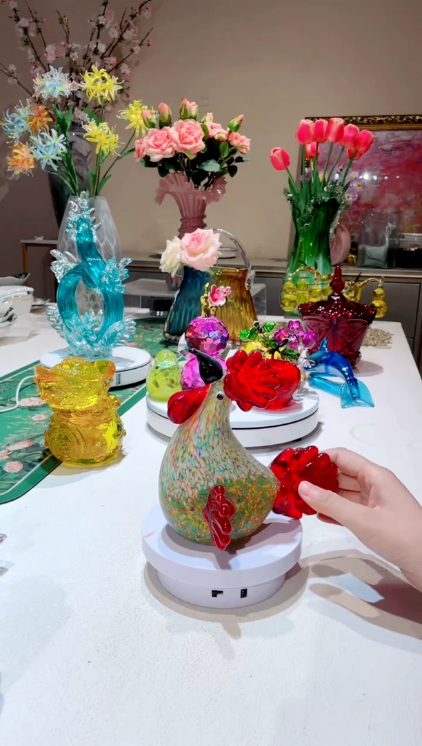 【闪购商品】琉璃手工艺品绿公鸡   微瑕