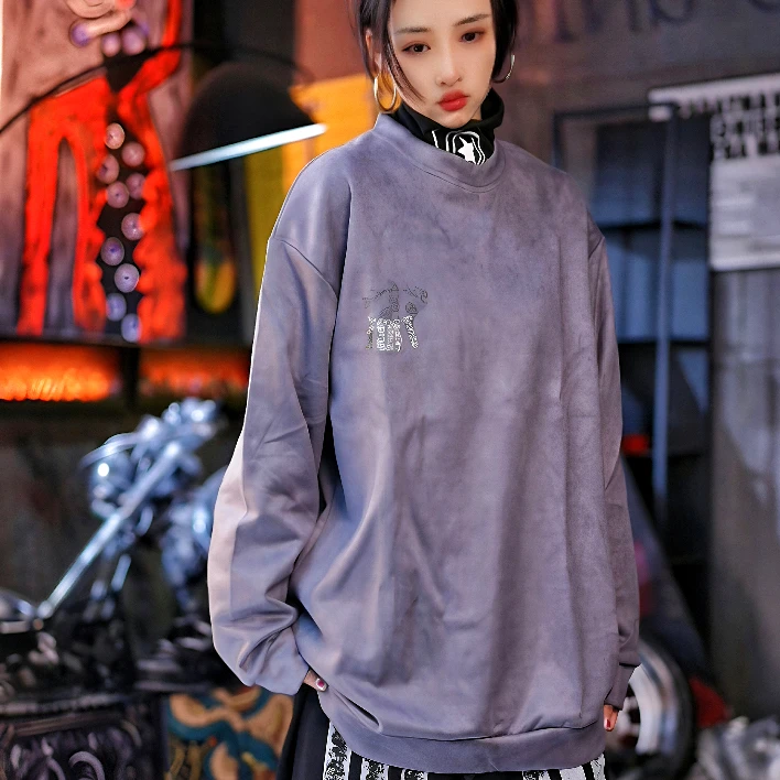 原创嘻哈潮牌宽松男女扎染水洗做旧上衣潮流圆领百搭春秋卫衣