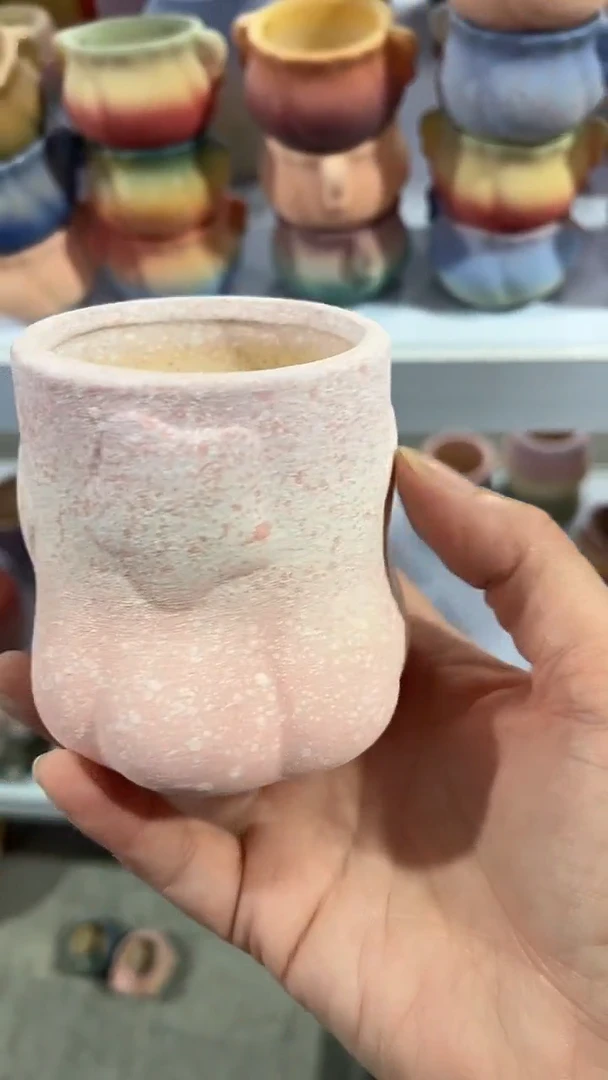 麦饭石粗陶多肉花盆口径6.5*7.5