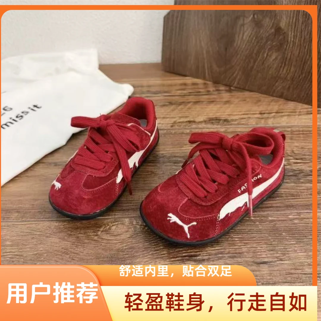 男童红色板鞋小童德训鞋2025春秋新款儿童运动鞋女宝宝防滑学步鞋