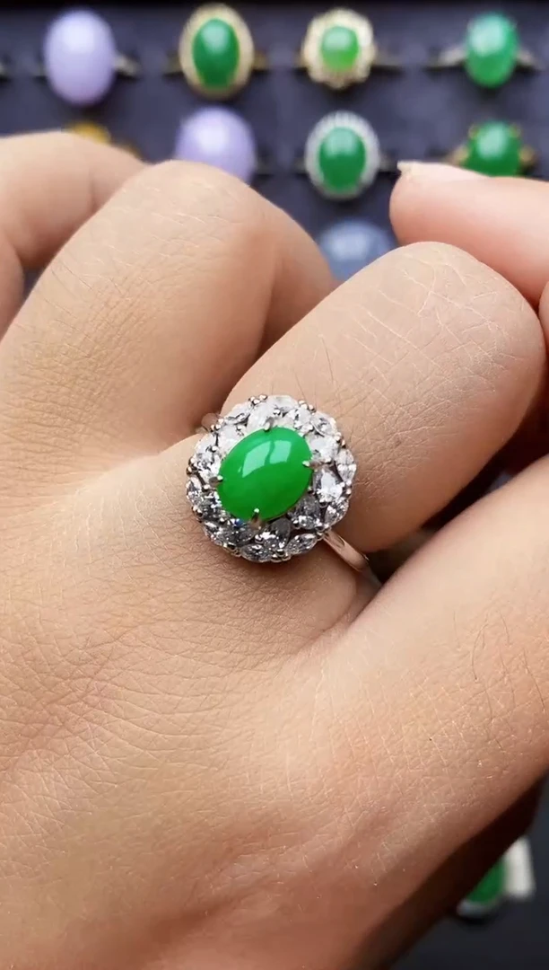 银S925镶嵌戒指翡翠1046