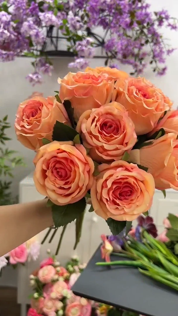 10枝橘色洛神花花