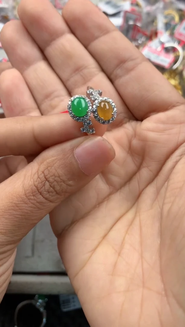 银S925镶嵌戒指翡翠444                1