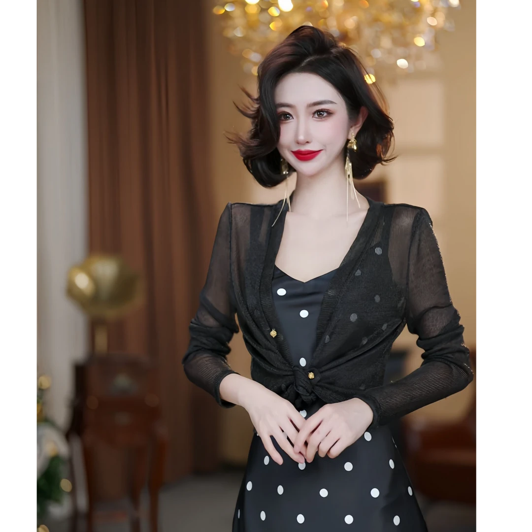 【大晶定制】春季新款长袖短款金色百搭小开衫-DJ10151