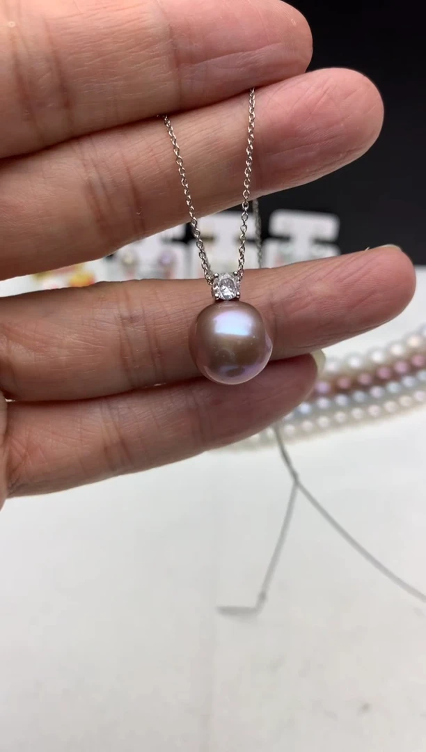 未镶嵌ff淡水珍珠紫珠吊坠（赠链）12~13mm