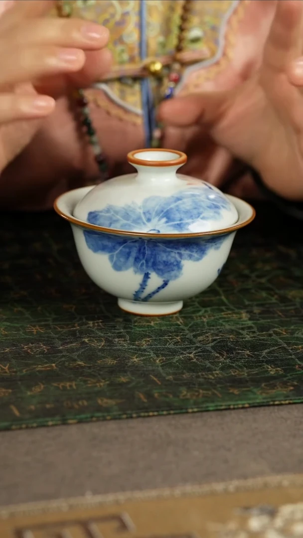 瓷片t*m善窑厂汝窑月白盖碗
