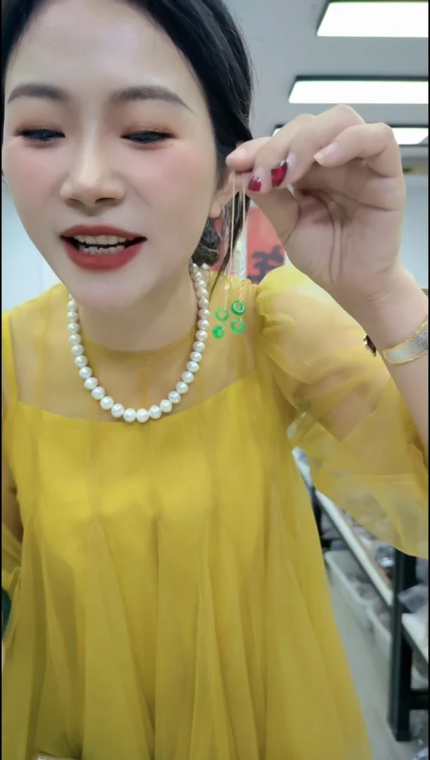 【闪购商品】玛瑙/玉髓耳坠合金0765绿色耳圈一套