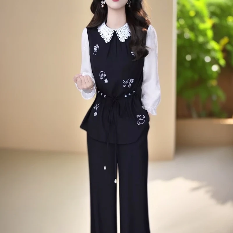 小香风套装女2025新款春秋爆款时髦高级感两件套裤两件套时尚套装