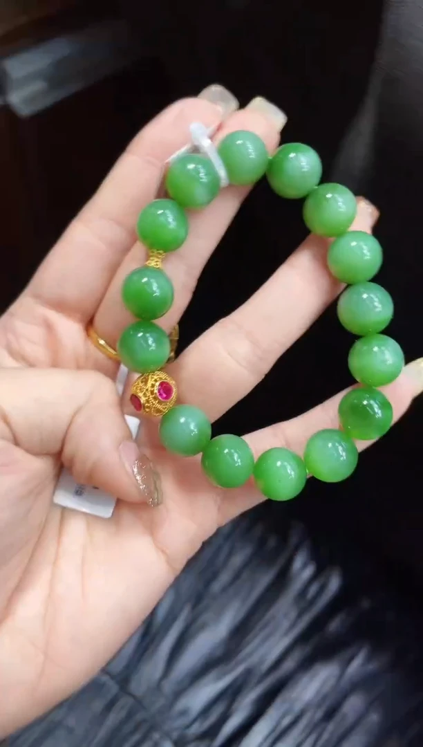 【闪购商品】和田玉手串18K金镶嵌多样性发一