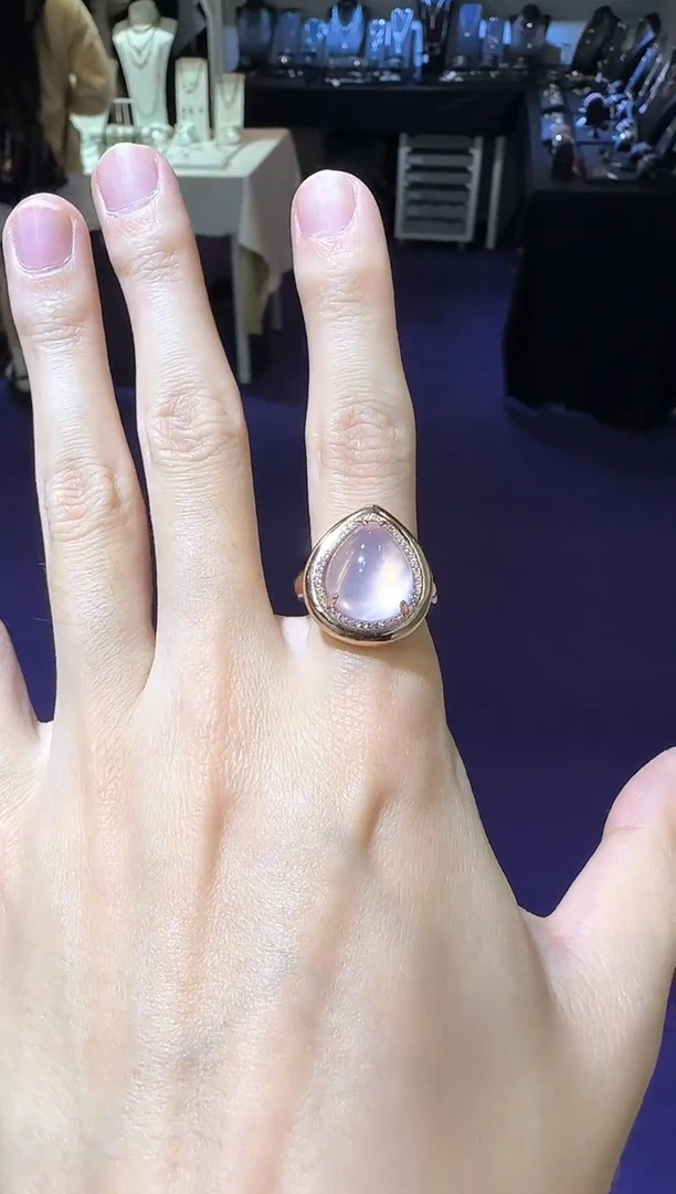 【闪购商品】芙蓉石戒指银S925镶嵌星光粉水晶