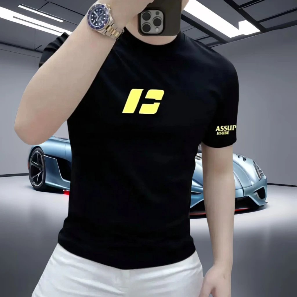 夏季个性印花打底衫短袖圆领半袖男士常规修身型T恤