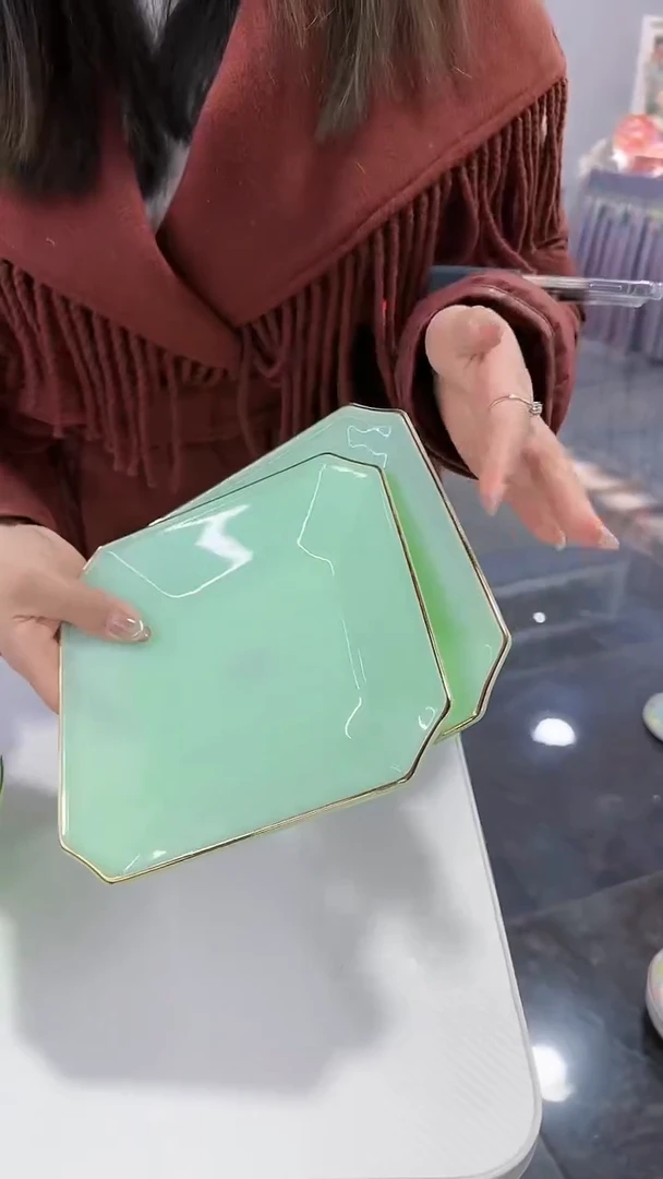 【闪购商品】瓷片玉瓷8英寸方盘2只景德镇