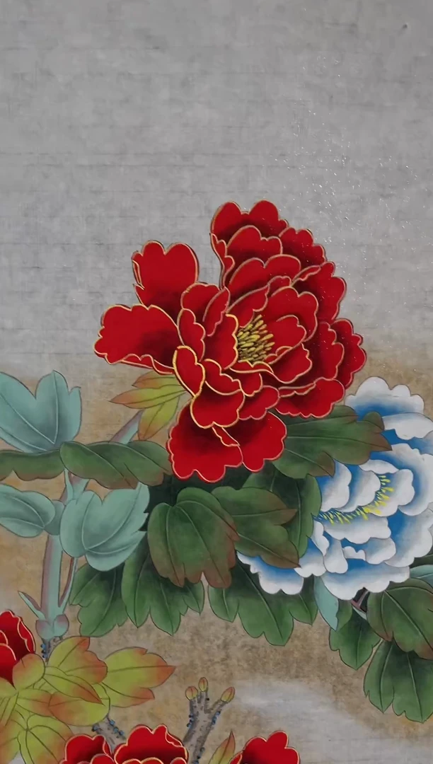 国画金边牡丹大漏大漏