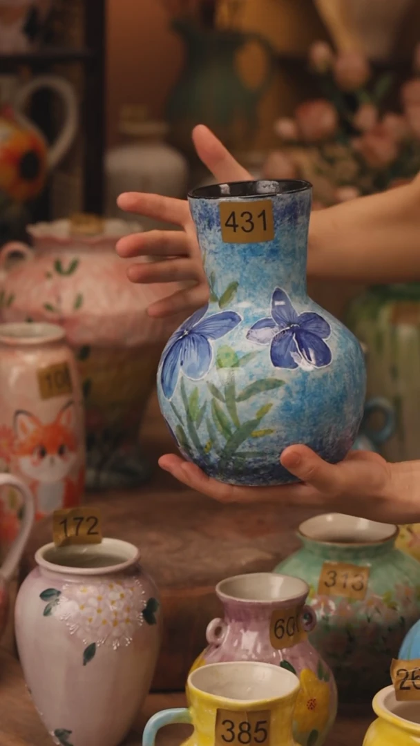 陶瓷431景德镇设计师手作花器摆件侘寂风