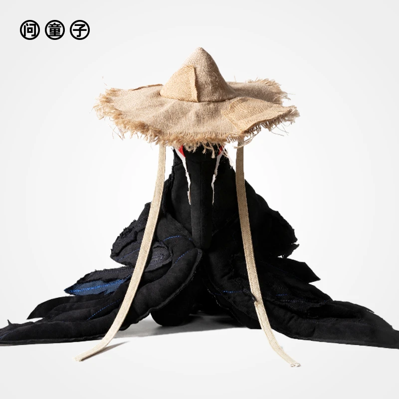 问童子 渔者玩偶 高端布偶拼布设计玩偶场景布置艺术装饰礼品