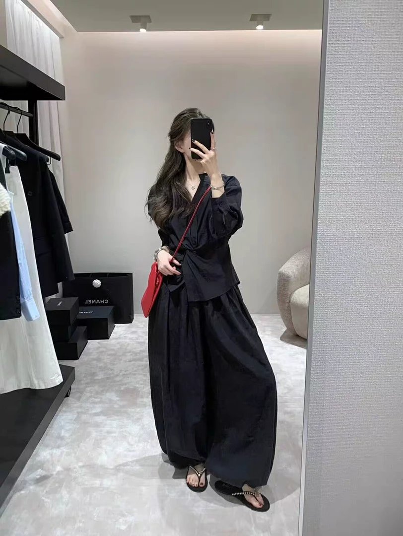 韩货-【年中清仓-黑曜石】早春简约气质慵懒百搭显瘦套装/2101