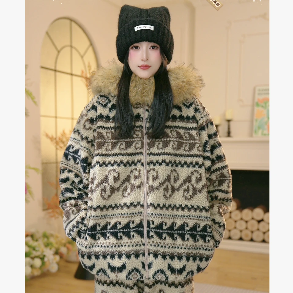 P冬季新款加绒厚款家居服高颜值柔软睡衣套装