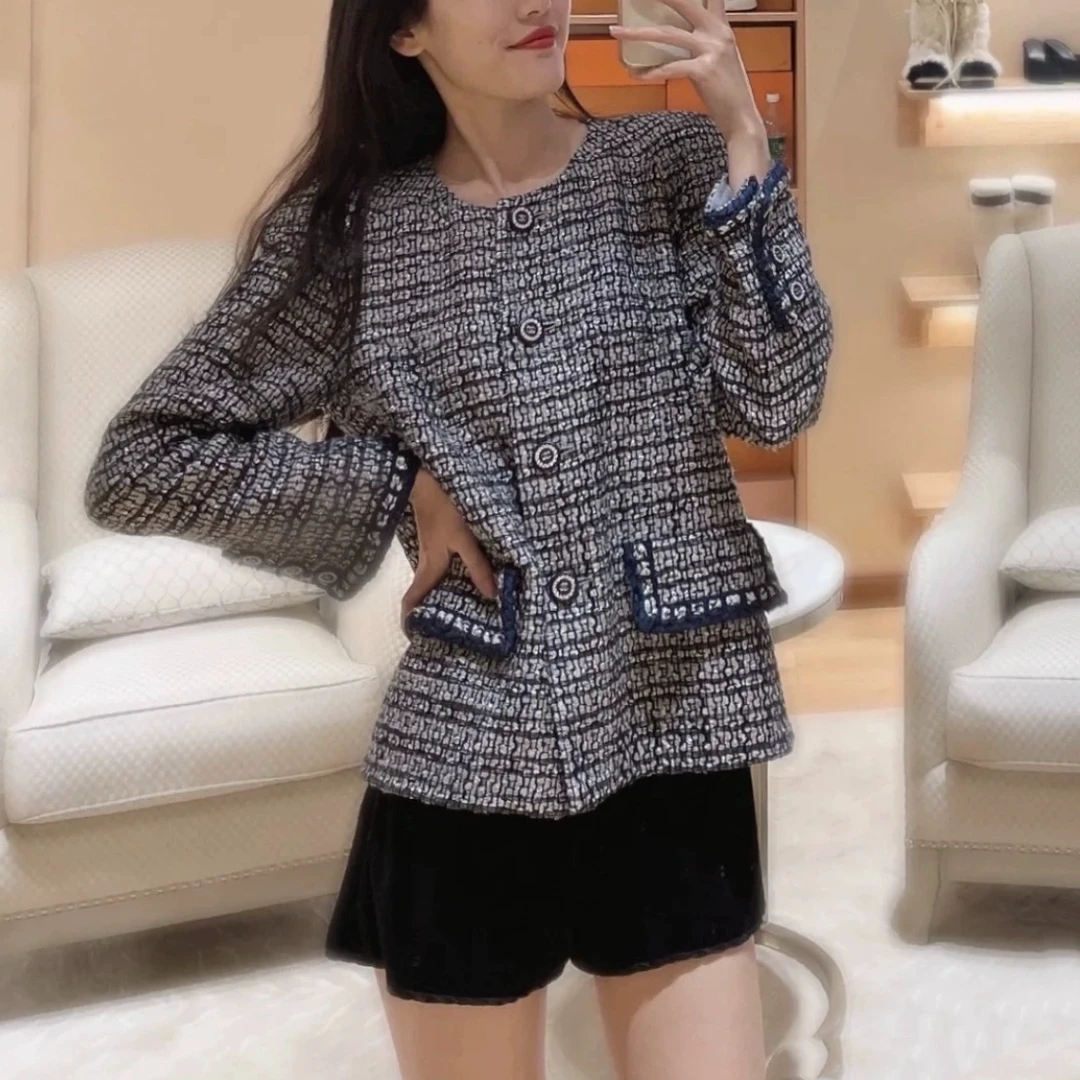 99新 Chanel/香奈儿 36码19P混色粗花呢圆领长袖外套