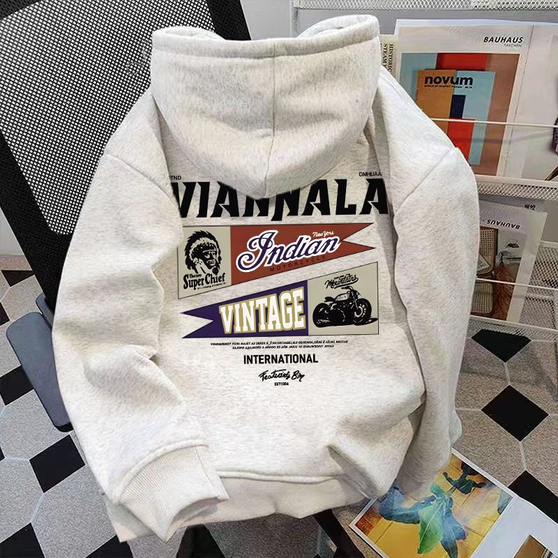 重磅480克双层帽个性潮流创意印花oversize加绒加厚秋冬情侣卫衣