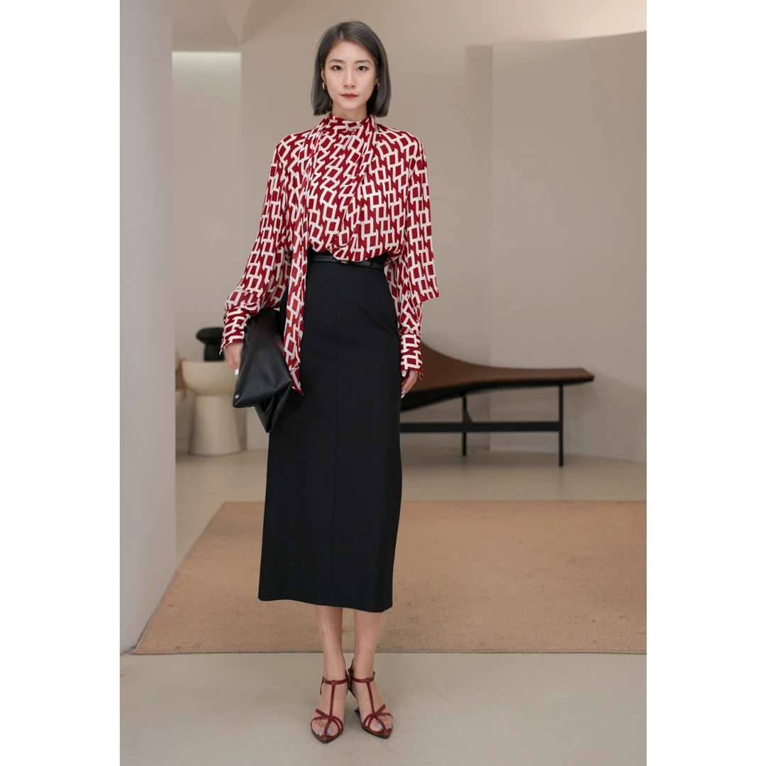 LYNEE【黑标】美人馥韵不规则真丝衬衫百搭休闲衬衣LGD2FAW023