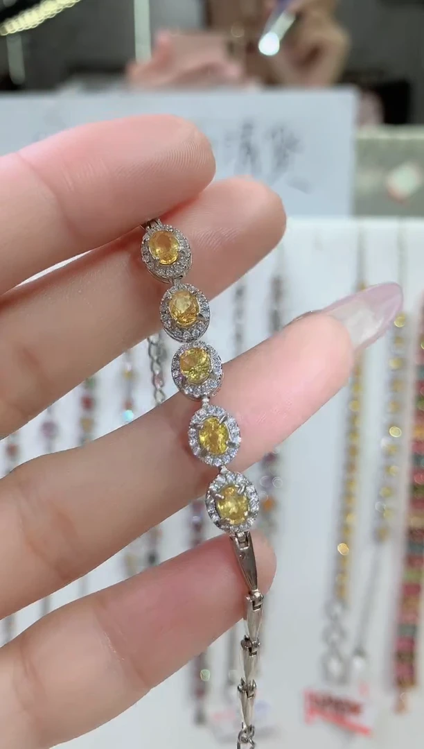 【闪购商品】彩色蓝宝石手链银S925镶嵌91-3  