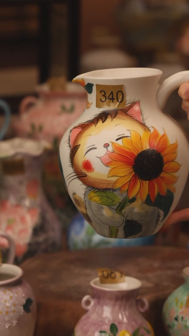 陶瓷340景德镇设计师手作花器摆件侘寂风