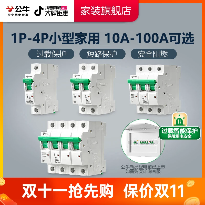 BULL/公牛断路器空气开关家用空开电闸1P2P/3P/4P63A/100A空开